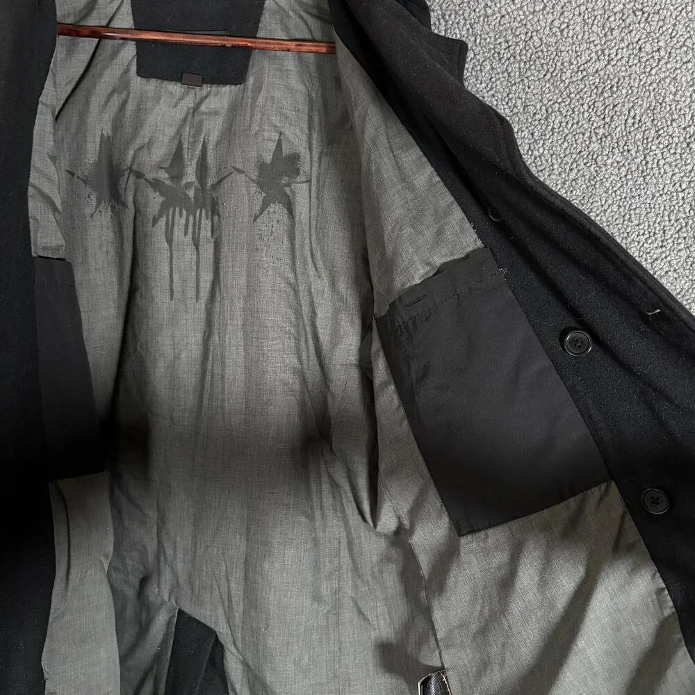 John Varvatos USA Wool Blend Hooded Peacoat Jacket - Men's Size L - Black - Picture 4 of 15